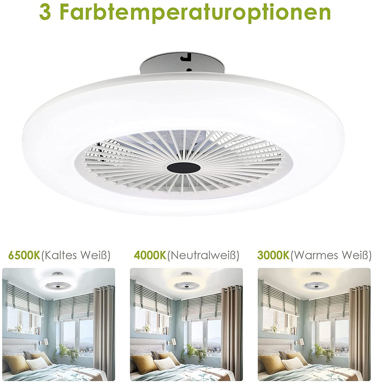 Takfläkt med belysning 80 W med fjärrkontroll