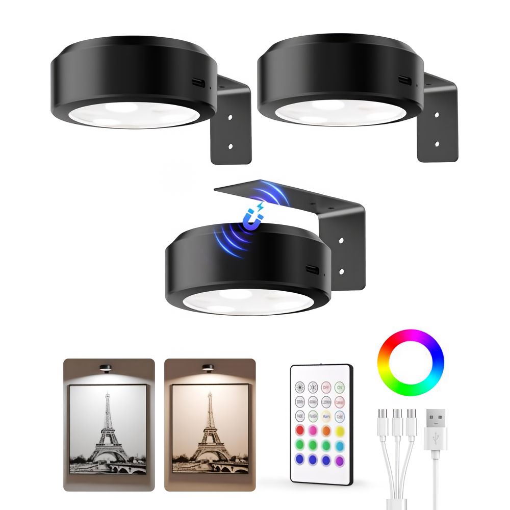 Trådlösa uppladdningsbara LED-spotlights för tavlor och konstverk
