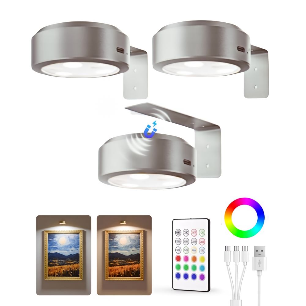 Trådlösa uppladdningsbara LED-spotlights för tavlor och konstverk
