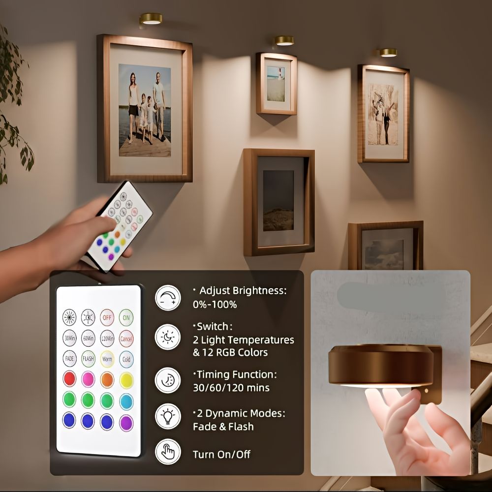 Trådlösa uppladdningsbara LED-spotlights för tavlor och konstverk