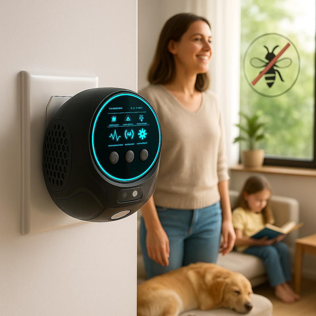 Ultraljudsskrämma för bin och getingar utan kemikalier med 360°-täckning för inomhus- och utomhusbruk
