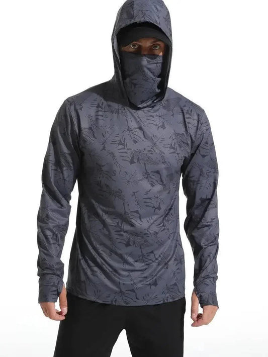 UV-skyddande hoodie för herrar - Snabbtorkande funktionströja för utomhusbruk